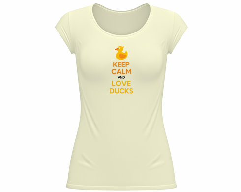 Keep calm and love ducks Dámské tričko velký výstřih - Bílá