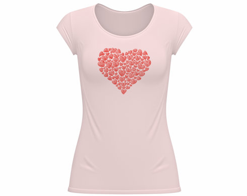 Zamilované srdce Dámské tričko velký výstřih - Bílá