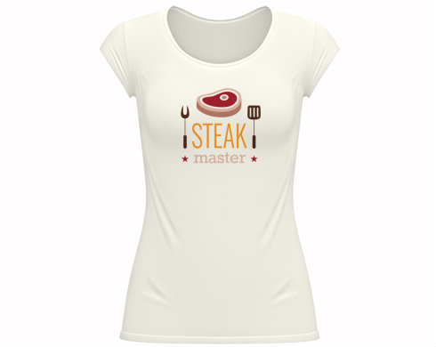 Steak master Dámské tričko velký výstřih - Bílá
