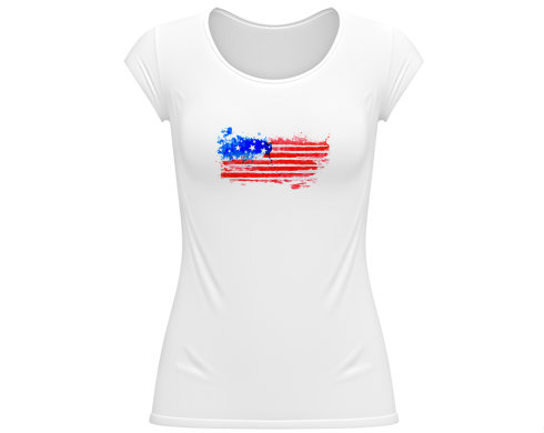 USA water flag Dámské tričko velký výstřih - Bílá