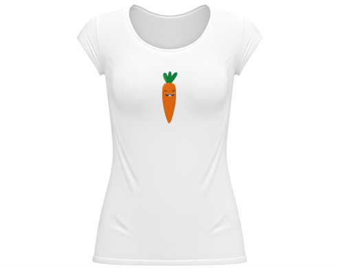 Hustá mrkev Dámské tričko velký výstřih - Bílá