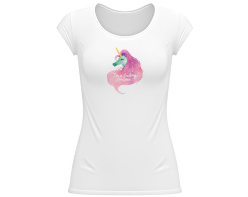 I′m a fucking unicorn Dámské tričko velký výstřih - Bílá