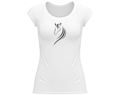 Znak koně Dámské tričko velký výstřih - Bílá