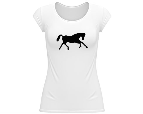 Běžící kůň Dámské tričko velký výstřih - Bílá