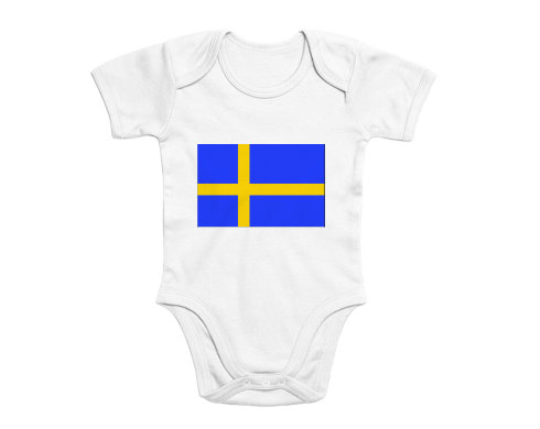 Švédsko Dětské body krátký rukáv premium - Bílá