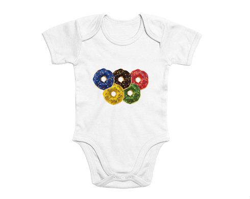 Donut olympics Dětské body krátký rukáv premium - Bílá