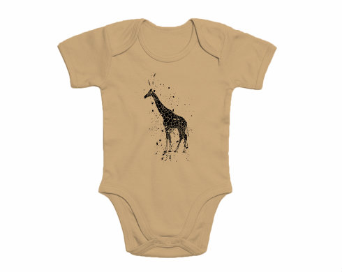 Žirafa Dětské body krátký rukáv premium - Bílá