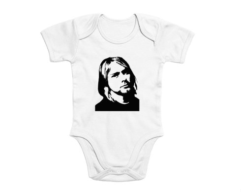Kurt Cobain Dětské body krátký rukáv premium - Bílá