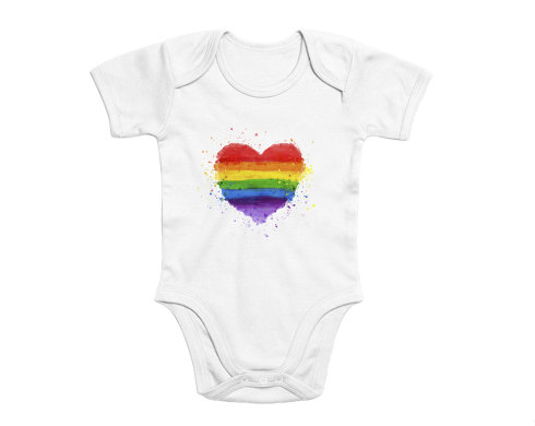 Rainbow heart Dětské body krátký rukáv premium - Bílá