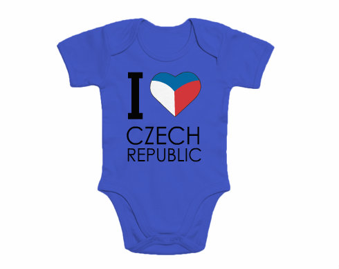 I love Czech republic Dětské body krátký rukáv premium - Bílá