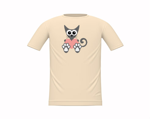 Kočka a srdce Dětské tričko - Bílá