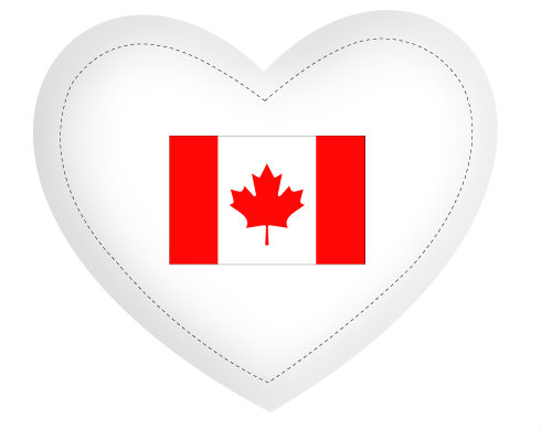 Kanada Polštář Srdce - bílá