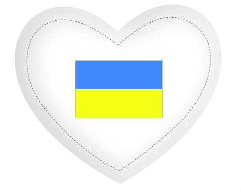 Ukrajina Polštář Srdce - bílá