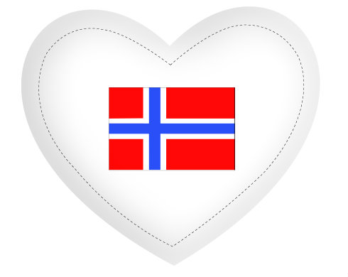 Norsko Polštář Srdce - bílá