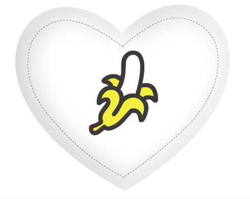 Banán Polštář Srdce - bílá