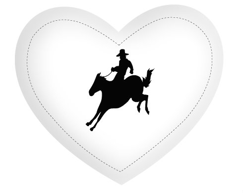 Cowboy Polštář Srdce - bílá