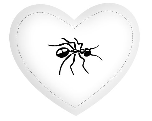mravenec Polštář Srdce - bílá