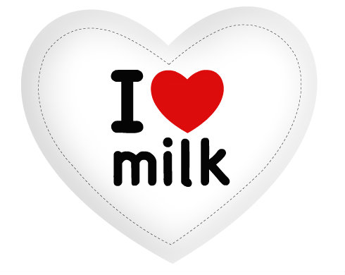 I Love milk Polštář Srdce - bílá