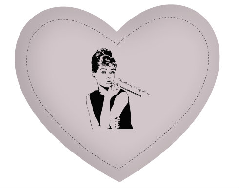 Audrey Hepburn Polštář Srdce - bílá