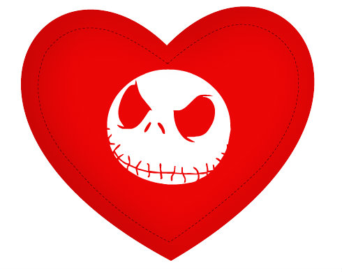 Skull Polštář Srdce - bílá