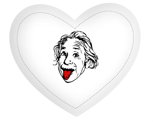 Einstein Polštář Srdce - bílá
