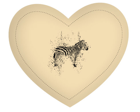 Zebra Polštář Srdce - bílá