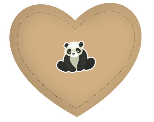 Panda Polštář Srdce - bílá