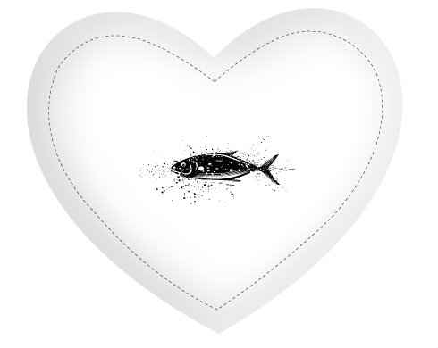 Ryba Polštář Srdce - bílá