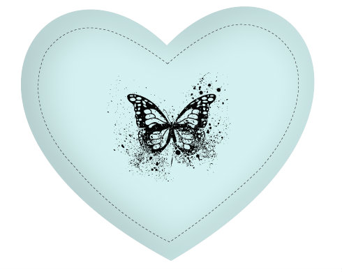 Motýl grunge Polštář Srdce - bílá