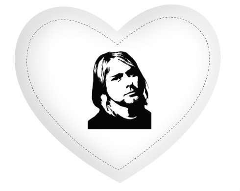 Kurt Cobain Polštář Srdce - bílá