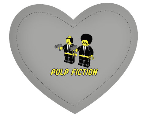 Pulp Fiction Lego Polštář Srdce - bílá