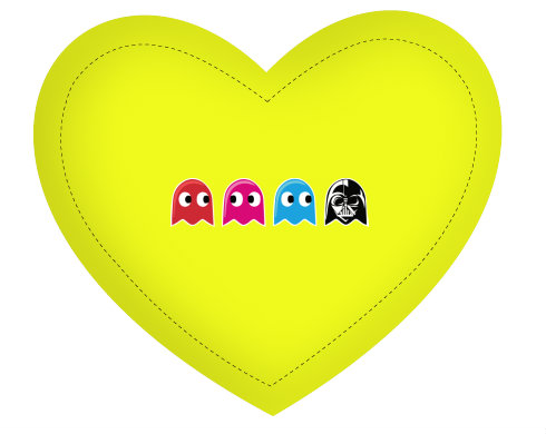 Pacman Star Wars Polštář Srdce - bílá