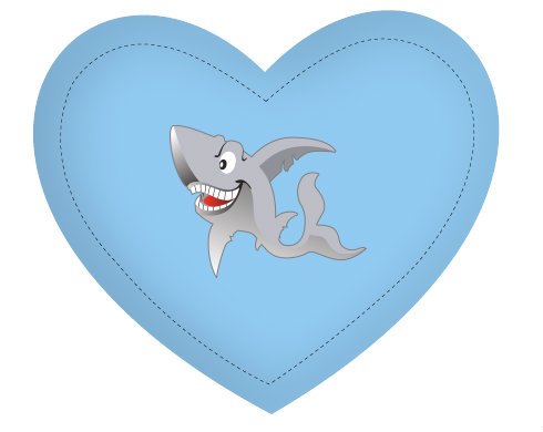 Žralok Polštář Srdce - bílá