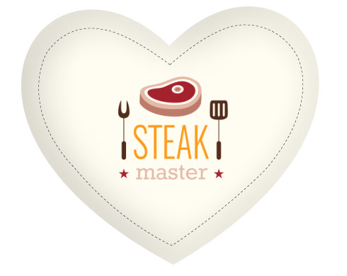 Steak master Polštář Srdce - bílá