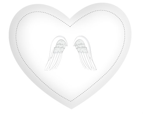 Andělská křídla Polštář Srdce - bílá