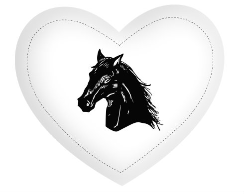Kůň  Polštář Srdce - bílá