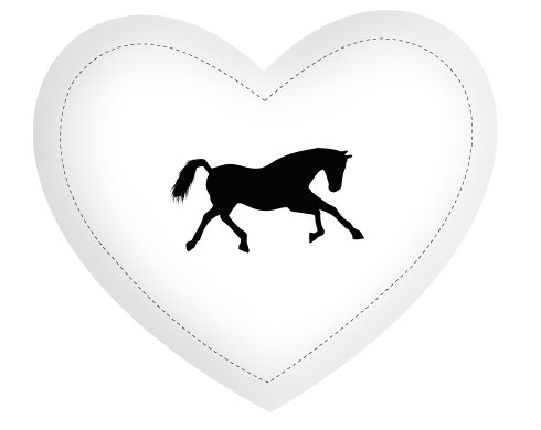 Běžící kůň Polštář Srdce - bílá