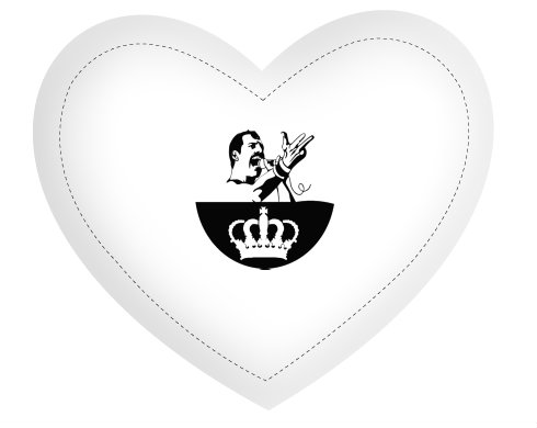 Freddie Mercury - Queen Polštář Srdce - bílá