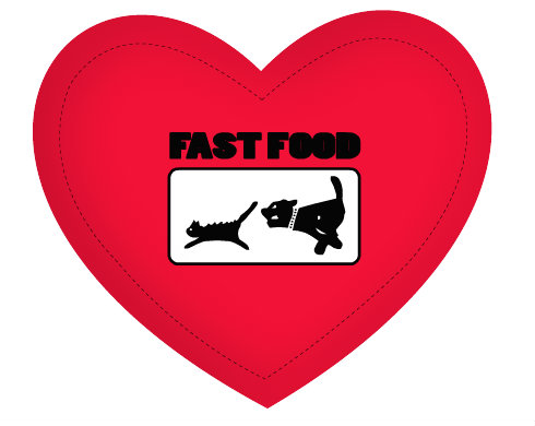 Fast food Polštář Srdce - bílá