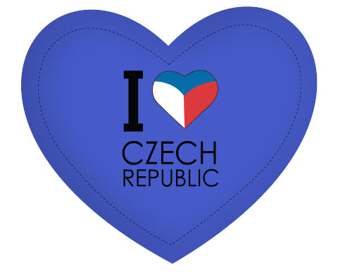 I love Czech republic Polštář Srdce - bílá