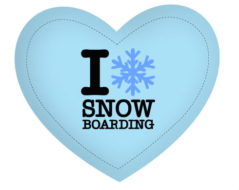I love snowboarding Polštář Srdce - bílá