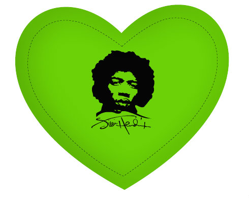 Jimi Hendrix Polštář Srdce - bílá