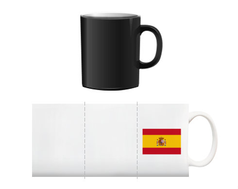 Španělská vlajka Magický hrnek - bílá