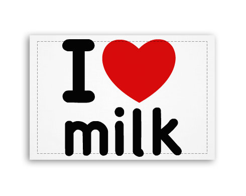 I Love milk Fotoobraz 90x60 cm střední - Bílá