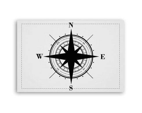 Kompas Fotoobraz 90x60 cm střední - Bílá