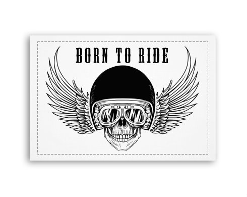 Born to ride Fotoobraz 90x60 cm střední - Bílá