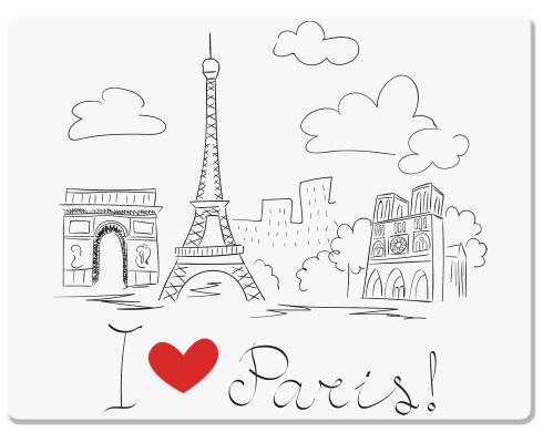 I Love Paris Podložka pod myš - Bílá
