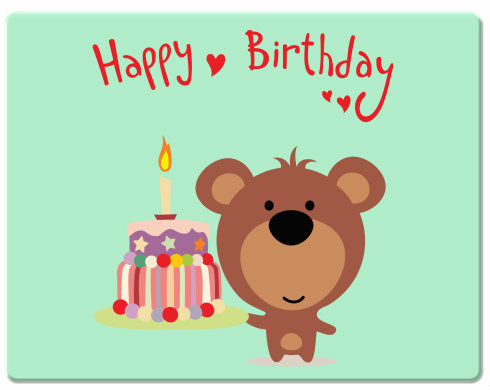 Happy Birthday Bear Podložka pod myš - Bílá