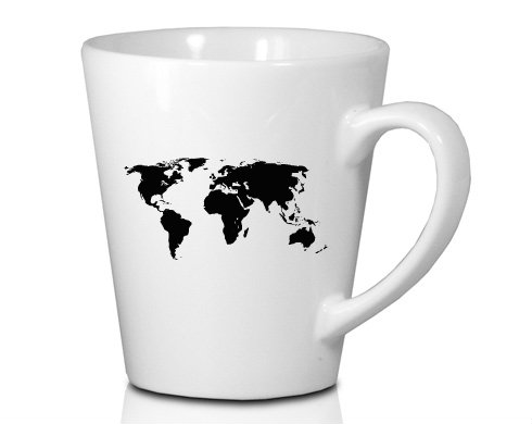 Mapa světa Hrnek Latte 325ml - Bílá