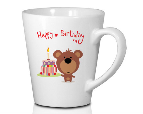 Happy Birthday Bear Hrnek Latte 325ml - Bílá